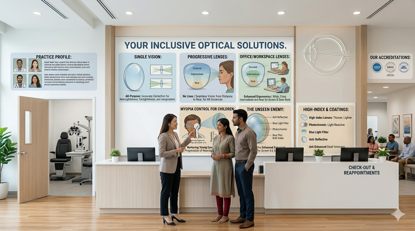 Special Lens Consultation - optometrist selecting lenses for patient